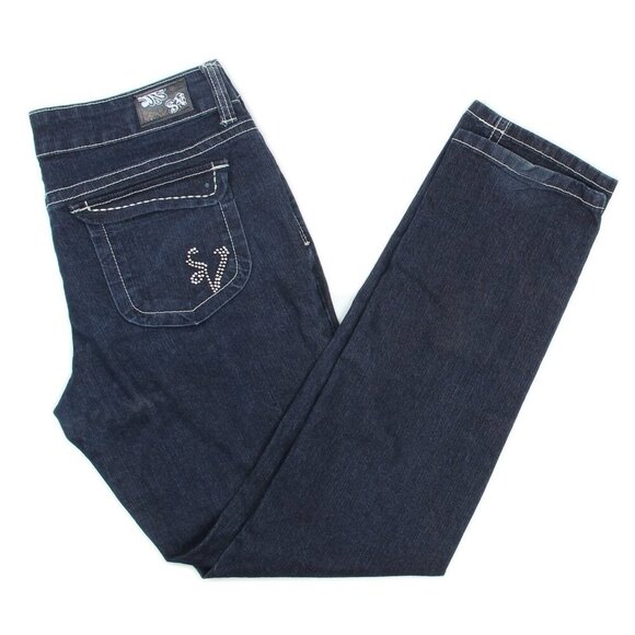 Sweet Vibes Dark Wash Denim Slim Leg Blue Jeans - Picture 1 of 5